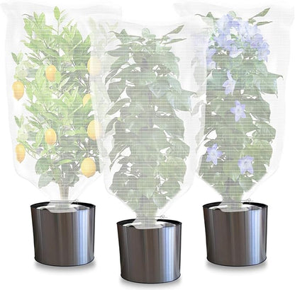 3 Pack Garden Barrier Net with Drawstring, 4.5 x 3.5 Feet Plant Protect Cover Mesh Tomato Vegetable Barrier Bag for Against Bird Squirrels