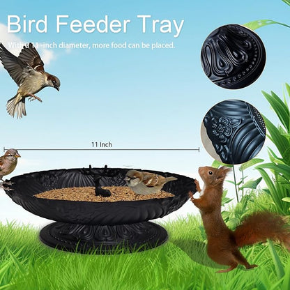 Ground Bird Feeder for Outdoors,11 Inches Metal Platform Bird Feeders Tray for the Garden/Backyard(1pack)
