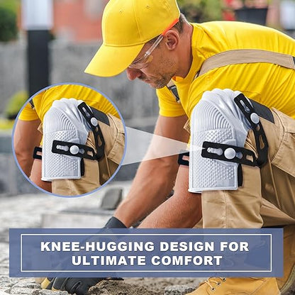 Soulchen 2 Pairs Construction Knee Pads for Men Women Heavy Duty Knee Pads for Work with Flexible Plastic and Thick Foam Cushion Adjustable Thigh and Shin Straps for Roofing Flooring Gardening (Gray)