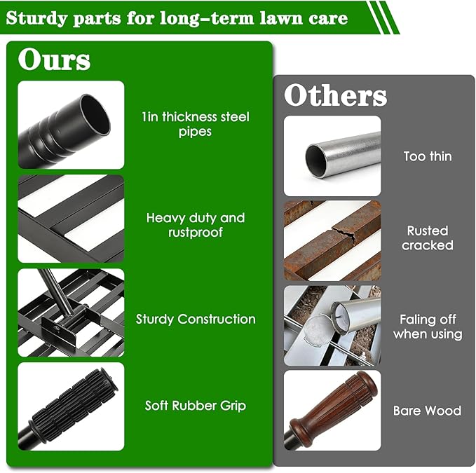 Lawn Leveling Rake 30x10 inch, Heavy Duty Ground Leveler for Soil, Sand, Effortless Smooth Use & Easy Assembly Stainless Steel Landscape Rake for Backyard, Garden, Golf Course, Black