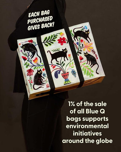 Blue Q Reusable Shoulder Tote Bag – Carry Everywhere Bag with a Hefty Zipper, Durable, Fun Design, 95% Recycled Material