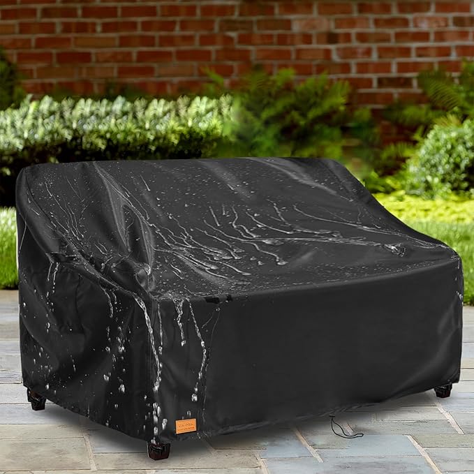 Outdoor 3-Seater Sofa Cover,Heavy Duty Patio Furniture Covers Waterproof, 76W x 33D x 32H Inches Outdoor Couch Cover Waterproof Couch Covers for Outdoor Furniture,Black