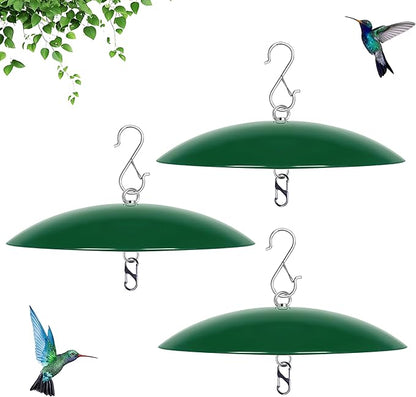 13" Bird Feeder Rain Cover,Bird House Dome,Hummingbird Feeder Guard, Proof for Shepherd's Hook Outdoors,Smart Birds Feeder's Umbrella(Green), 3Pack