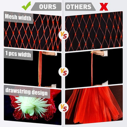 Melon Hammock Watermelon Nets, 18inch 50pcs Heavy Duty Watermelon Net for Garden Melon Net for Trellis Vertical Garden Growing, Honeydew Melon Nets with Drawstring(16-22lbs)