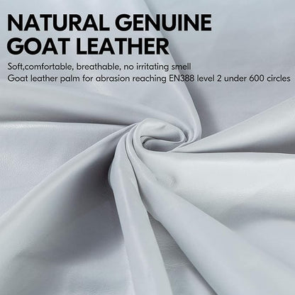 Vgo... 1-Pair Premium Genuine Goat Leather Extra-Long Cuff Thornproof Gardening Gloves (Size L, Pink White, GA1013)