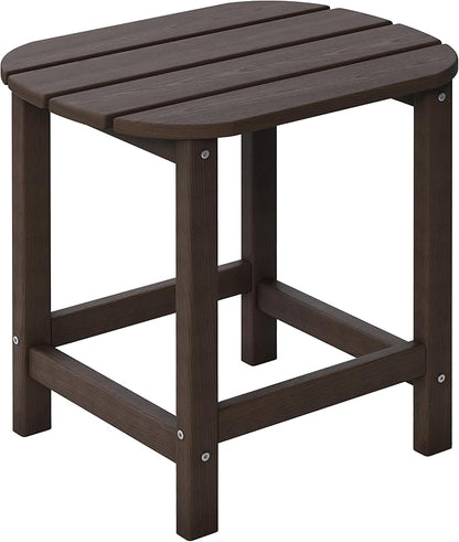 Outdoor Adirondack Side Table for Patio Porch Pool, 18" HDPE Weather Resistant End Table for Backyard and Indoor Use, Easy Maintenance & Indoor Outdoor Durable Construction(Coffee)