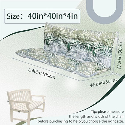 2/3 Seater Swing Replacement Cushion, Waterproof Porch Swing Cushions with Backrest, Thickened Bench Cushions for Outdoor Furniture, for Outdoor Patio Swing (Hawaii, 40 * 40 in)