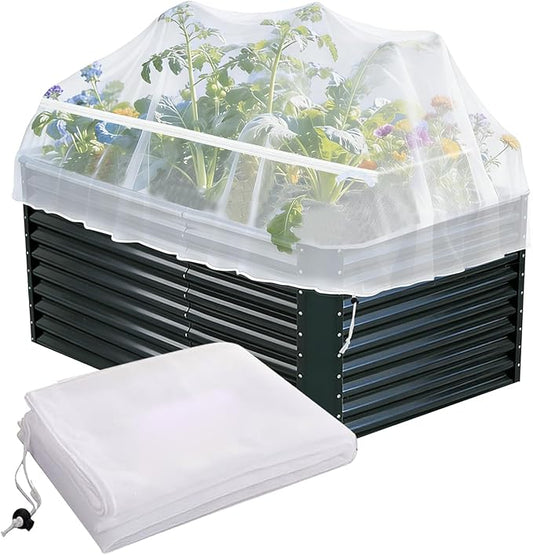 1 Pack Garden Netting for Raised Beds, Fine Mesh Bird Netting Barrier Screen with Zipper Drawstring Garden Bed Plant Cover for Protect Vegetable Fruits Crop from Animals Pest Insect, 4.1×4.1×2Ft