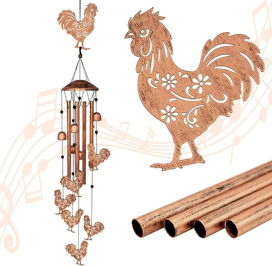 Chicken Wind Chimes for Outside,Metal Windchimes,Chicken Gifts for Women/Men,Wind Chime Garden Decor Outdoor,Memorial/Housewarming/Birthday/Festival Gifts,Front Yard Decor