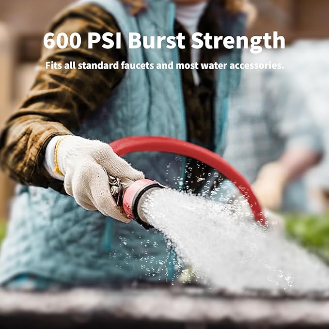 Garden Hose 20ft x 3/4” Hot Water Hose, Heavy Duty -50°F to 190°F,Burst 600Psi Flexible Upgraded Rubber Hoses,3/4” Solid Fittings for All-weather Outdoor Lawn & Garden