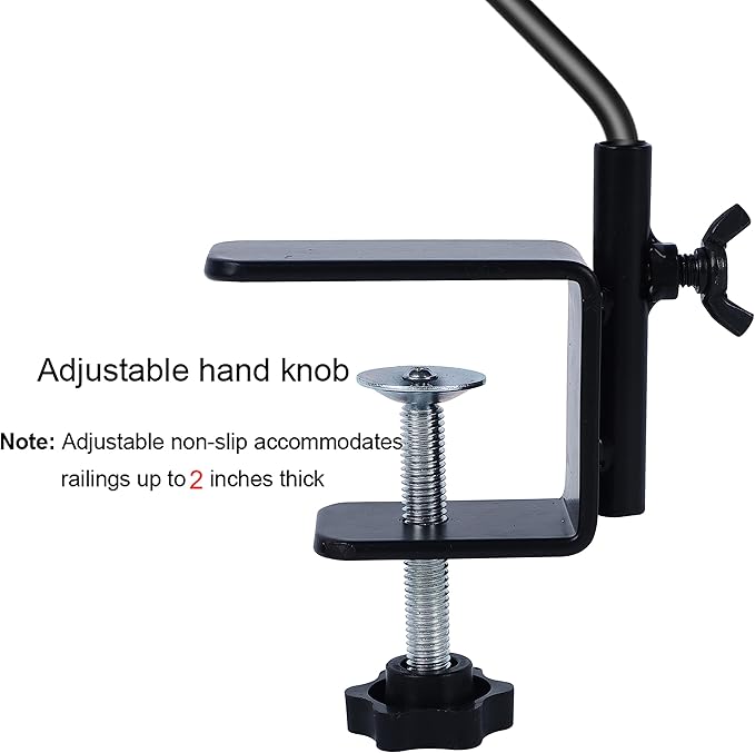 Juegoal 2 Pack Heavy Duty Deck Hook with 2 Inch Non Slip Clamp, 25 or 36 Inch Extended Reach Deck Hook, Adjustable Rail Pole Plant Bracket for Hanging Bird Feeder, Suet Baskets, Lanterns, Wind Chimes