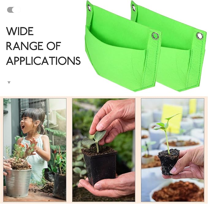 3pcs Hanging Strawberry Planter Bags Fabric Nursery Pouch Vertical Garden Grow Bags for Seedlings Balcony Patio Planting