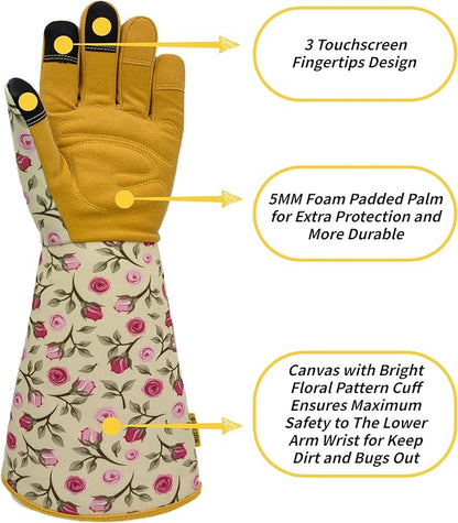 Thorn-proof Gardening and Garden Gloves,Durable Long Rose Yard Work Glove,Gifts for Men Women,Touchscreen