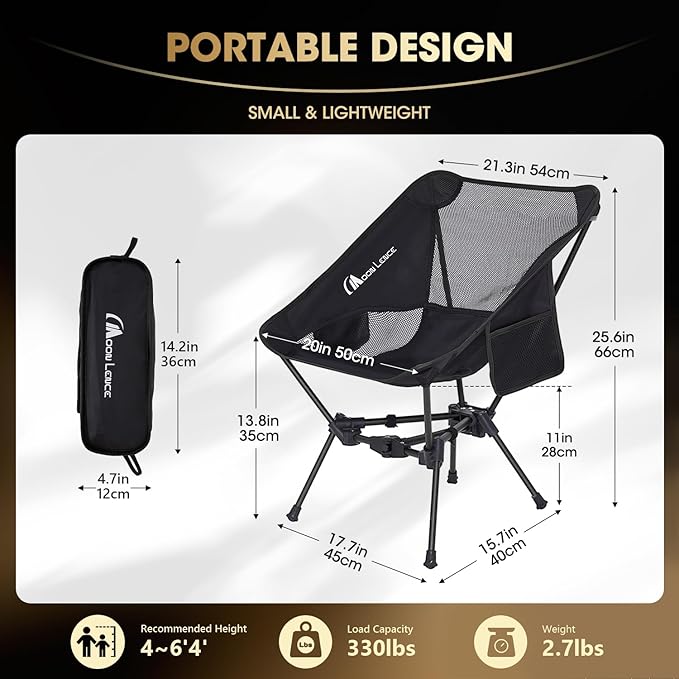 MOON LENCE Camping Chair Portable Backpacking Chair - The 4th Generation Ultralight Folding Chair - Compact, Lightweight Foldable Chairs for Hiking Mountaineering Beach (Green)