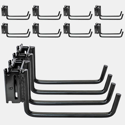 10-Pack E-Track Double Fitting J-Hooks, 2" Wide & 6" Deep Stable E Track Double J Hooks with Dual Fittings, Heavy Duty Shovel Hanger for Trailers, Trucks, Garden Tools Organizers Storage