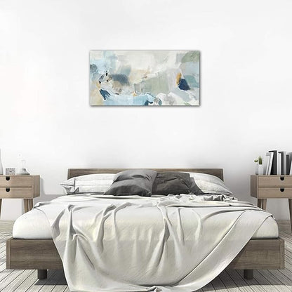 Abstract Canvas Wall Art Contemporary Teal Abstract Pictures Painting Modern Bluish Green Canvas Prints Turquoise Artwork Wall Decor for Living Room Bedroom Home Office Wall Decoration 24x48in