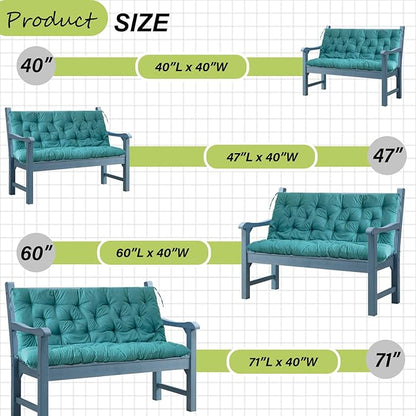 Swing Replacement Cushions with Backrest, 2 or 3 Seater Waterproof Non-Slip Overstuffed Swing Pad, Indoor/Outdoor Bench Cushion for Porch Chair Swing Garden Furniture(Lake Blue 40 * 40 in)