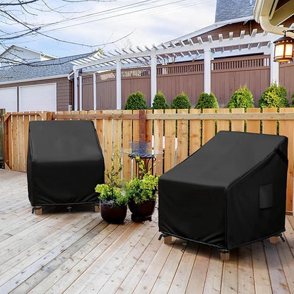 MR. COVER Patio Chair Covers Waterproof, Outdoor Furniture Covers for Rocking Chair, Heavy Duty Anti UV Chair Cover, Fits up to 45"W x 40"D x 35"H, Air Vent and Handles Included,Black, 2 Pack