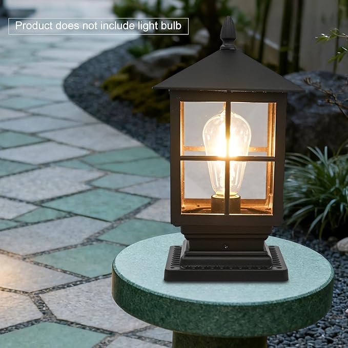 Outdoor Post Light, Modern Exterior Pillar Lantern, Dusk to Dawn Outdoor Lighting, Exterior Post Lantern Lamps for Garden Backyard Patio Lawn Driveway Porch