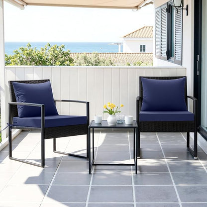 MIULEE Navy Outdoor Chair Cushion 22x22 Inch for Patio Furniture Linen Textured Waterproof & 3 Year Color Fastness Seat and Back Couch Cushion with Ties No Slip Design
