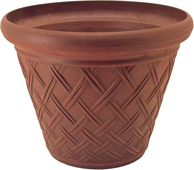 PSW Pot Collection Basket Weave Planter Pot for Indoor and Outdoor Plants and Gardens, 18-inch, Terra Cotta Color