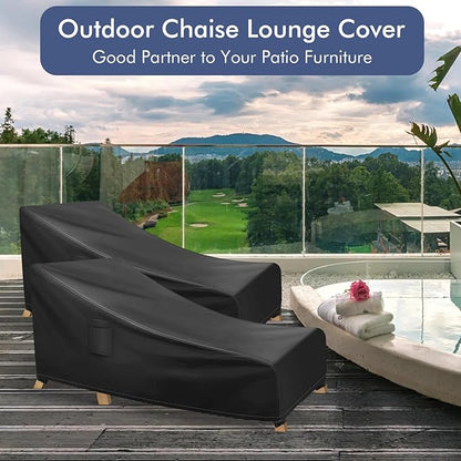 Chaise Lounge Covers Outdoor Waterproof, Heavy Duty Patio Furniture Covers, Fits up to 78L x 34W x 32H inches, 1 Pack, Black