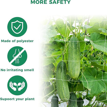 3 Packs 5 x 30ft Kikhope Plant Trellis Netting, Heavy-Duty Polyester Grow Net, Garden Trellis Netting with Square Mesh for Climbing Plants, Vegetables, Fruits, and Flowers, White