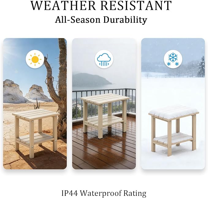 OTSUN Adirondack Outdoor Side Table, HDPE Small Outside Side Table Weather Resistant Easy Maintenance for Patio Porch Deck & Backyard