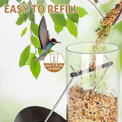 FEED GARDEN Metal Bird Feeder - 6 Port Tube Feeder for Outdoors, Heavy Duty Squirrel Proof with Metal Lid, Easy Fill & Clean, Weather Resistant Copper Finish, 13 Inch
