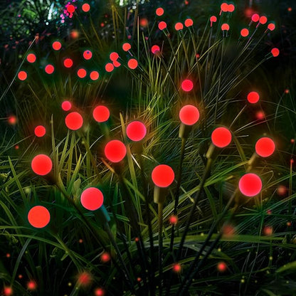 6-Pack Red Solar Outdoor Light for Garden Decorations, 48 LED Super Bright Solar Firefly Lights (Sway by Wind), New Upgraded Fairy Lights Outdoor Waterproof for Outside Pathway Patio Yard Porch(Red)