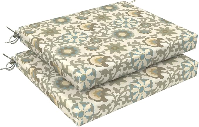 LVTXIII Outdoor Chair Cushions 18.5"x16"x2" Pack of 2, Water-Repellent Square Corner Memory Foam Seat Cushions with Ties for Garden Patio Furniture, Floral Symphony‌