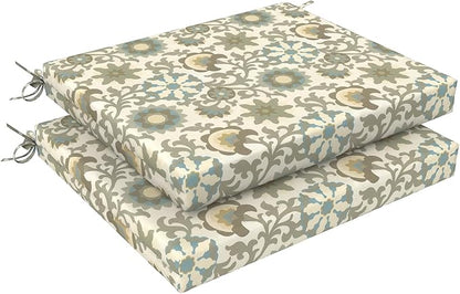 LVTXIII Outdoor Chair Cushions 18.5"x16"x2" Pack of 2, Water-Repellent Square Corner Memory Foam Seat Cushions with Ties for Garden Patio Furniture, Floral Symphony‌