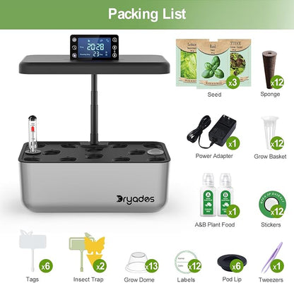 Hydroponics Growing System Kit with Seeds: 12 Pods Indoor Herb Garden Kit with LED Grow Light Plant Germination Kit Aeroponic Healthy Fresh Herbs Vegetables Hydroponic Planter for Home Kitchen Office