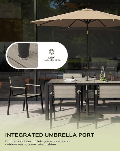 Outdoor Dining Chairs Set of 2, HDPS + Aluminum Patio Dining Chairs with Ergonomic Design and Wide Seat, 2 Piece Outdoor Chairs for Garden, Backyard, Deck (Gray)