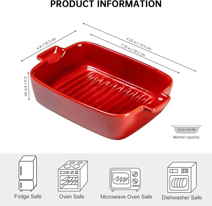 Ceramic Baking Dishes, 18 oz Au Gratin Pans, Set of 4 | Assorted Reactive Glaze, Individual Baking & Serving, Ideal for Lasagna, Mac & Cheese, Casseroles & Baked Pasta, Oven Safe