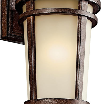 Kichler Atwood 11" Outdoor Wall Light with Light Umber Mist Glass and Brown Stone, 1-Light Exterior Wall Sconce, (11" H x 6" W), 49071BST, White
