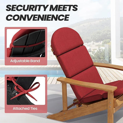 Crestlive 50x19.6 Inch Adirondack Chair Cushion, Water Repellent, Fade Resistant, High Back Outdoor Rocking Chair Cushion for Patio, Chili