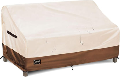 2-Seater Outdoor Couch Cover,58" Wx32 Dx31 H Inches Patio Loveseat Cover,100% Waterproof Heavy Duty Patio Sofa Covers,Patio Furniture Covers,Beige&Brown