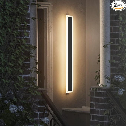 2 Pack 31.5in Outdoor Wall Lights,Black Long Exterior Wall Mount Lighting Linear Outdoor Light for Garage House Porch
