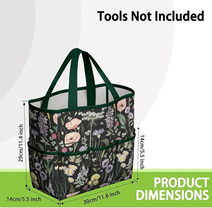 Daisy Flowers Garden Tool Bag - Waterproof Garden Tote with 8 Pockets, Large Storage Home Organizer Gardening Tool Oxford Bag for Garden Tools Kits Holder, Ideal Outdoor Gardening Gift for Women & Men