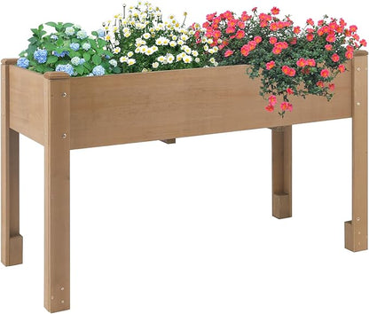 Raised Garden Bed Outdoor, Wooden Planter Boxes with Legs Protective Liner & Drainage Holes, Elevated Garden Flower Beds for Backyard Balcony, Gift for Gardening & Mother,46.65'' X 23.11'' X 29.72''