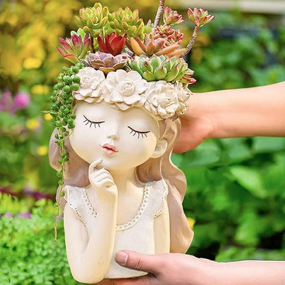 Resin Fairy Girl Planter with 2 Rooted Spider Plant Cuttings – Elegant Desktop Flower Pot & Home Décor Gift