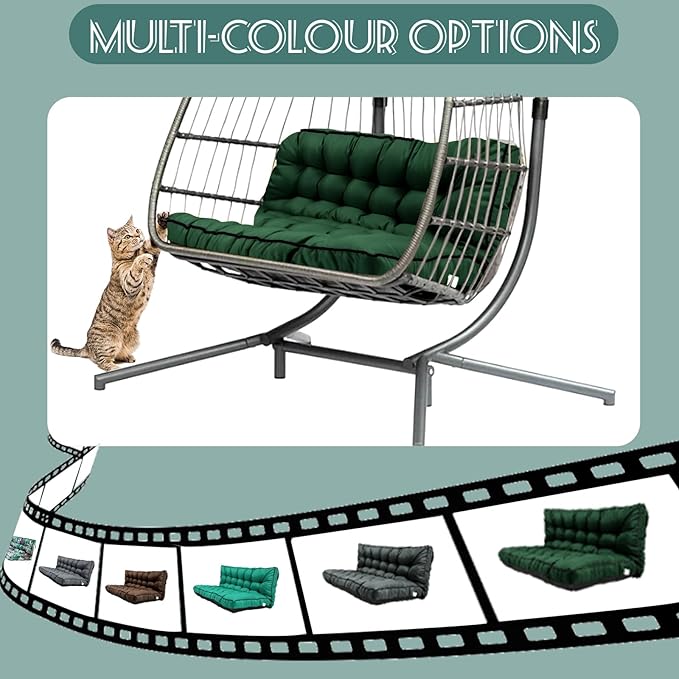 Replacement Cushions for Swing, Swing Cushions 3 Seater Replacement, Waterproof Thicken Washable Pad Cushion for Outdoor Indoor Furniture Swing Patio (Dark Green, 40x63 inch)