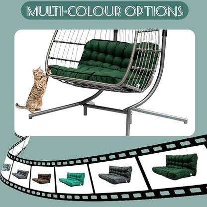 Replacement Cushions for Swing, Swing Cushions 3 Seater Replacement, Waterproof Thicken Washable Pad Cushion for Outdoor Indoor Furniture Swing Patio (Dark Green, 40x63 inch)