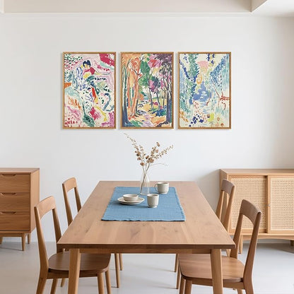 CHDITB Abstract Matisse Framed Canvas Wall Art Set, Colorful Nature Inspired Wall Decor, Modern Home Art Spiritual Wall Painting, Eclectic Gallery Art Prints for Living Room Bedroom Office 24"x36"x3
