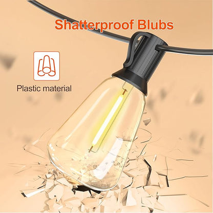 BLIATLUS 120FT Solar String Lights Outdoor Waterproof with Remote Control 30+2 Shatterproof LED ST38 Bulbs for Porch Garden Market Bistro Patio Backyard Fence