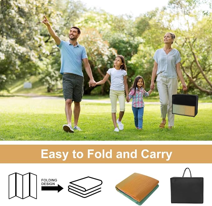 Anidaroel Ombre Camping Rug for Outside RV, 8x10ft Waterproof Outdoor Rug for Patio Clearance, Reversible Plastic Straw Outside Area Rug for Deck, Camper, Picnic, Beach(Orange&Blue, 8'x10')