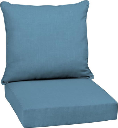 Arden Outdoor Deep Seat Cushion Set, 22 in x 24 in, Weather-Proof, Rain-Proof, Fade Resistant Patio Cushion French Blue Texture