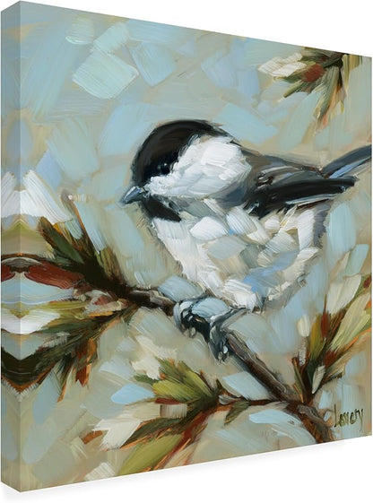 Outdoor Canvas Art - Andrea Lavery 'Chickadee on Pine' Wall Art for Outdoor Spaces, Patios, or Gardens by Trademark Fine Art