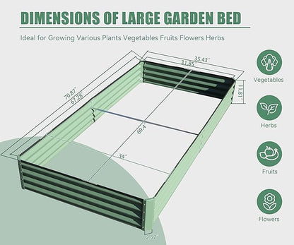 Domi Galvanized Raised Garden Bed, Outdoor Planter Garden Boxes Large Metal Planter Box for Gardening Vegetables Fruits Flowers, Green (6x3x1ft)